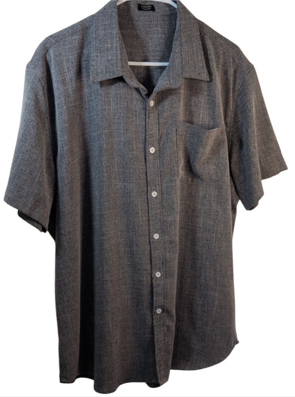 Men's Short-Sleeve Button-Down Shirt - Gray Heather, Size XL